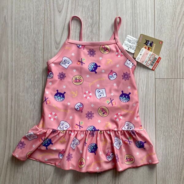 アンパンマン 女の子用 ピンク 水着 フリル付き 100サイズ 女の子ワンピース水着 スイムウェア