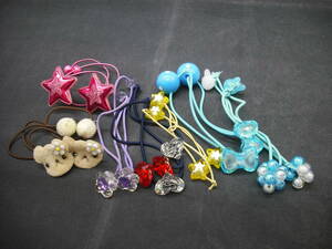  hair elastic together 7 kind (14 piece ). rubber hair accessory child girl .. Chan star . flower ribbon 