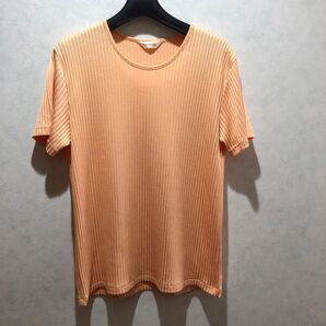 リブカットソー L オレンジ系 日本製