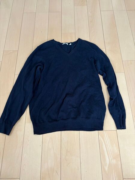 ニット セーター UNIQLO Vネック ネイビー ユニクロ L 長袖 ニット