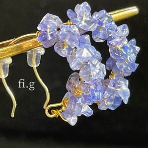 14kgf 鮮やかタンザナイトのフープピアス 天然石