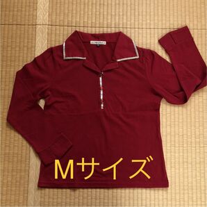 未使用 七分袖カットソー Mサイズ ワインレッド *123