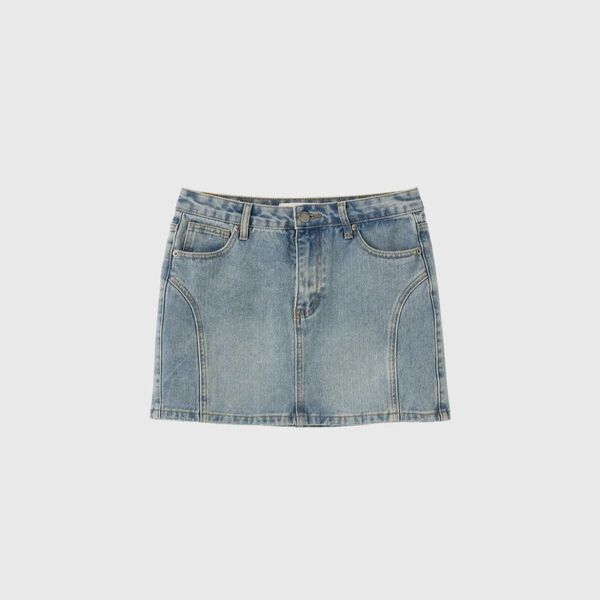 【美品】GENERAL IDEA Low-rise washed denim mini skirt(VINTAGE BLUE)