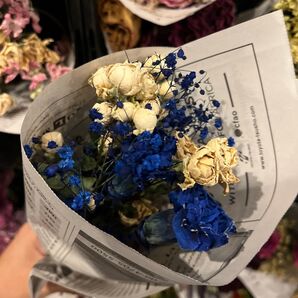 ドライフラワー ミニブーケ 白×青 花材