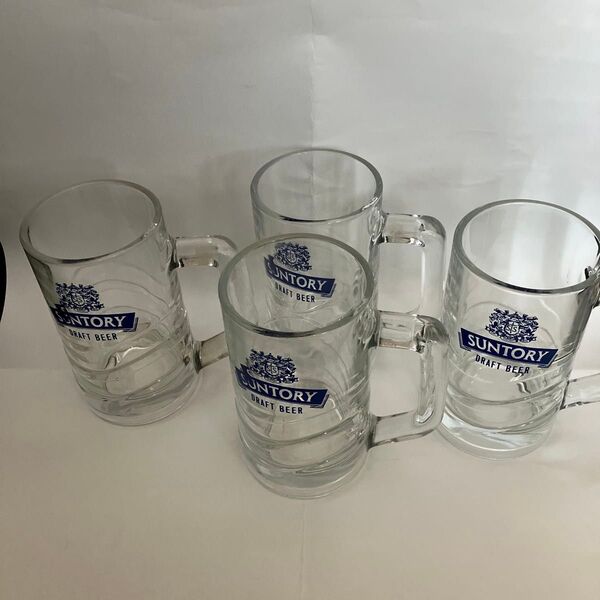 【昭和レトロ】SUNTORY ビアジョッキ 500ml 4個セット サントリー ビアジョッキ ビールジョッキ 中ジョッキ