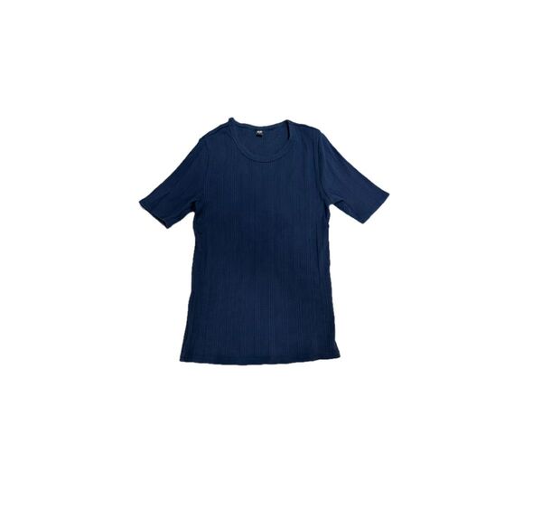 【UNIQLO ユニクロ】ランダムリブクルーネック 半袖Tシャツ レディースM