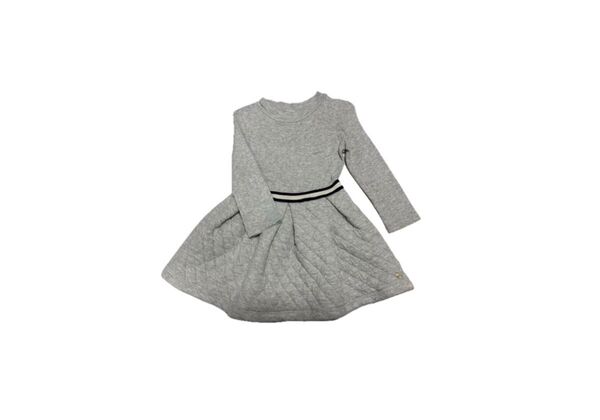 【Petit Bateau プチバトー】長袖キルティングワンピース グレー 女の子 4ans104