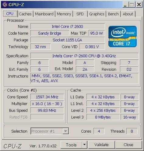 Core i7-2600 Sandy Bridge LGA1155 INTEL CPU