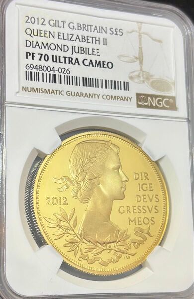 【希少な最高鑑定品】2012 イギリス ダイヤモンドジュビリープルーフ金メッキ銀貨 NGC PF70UC エリザベス金貨ではない