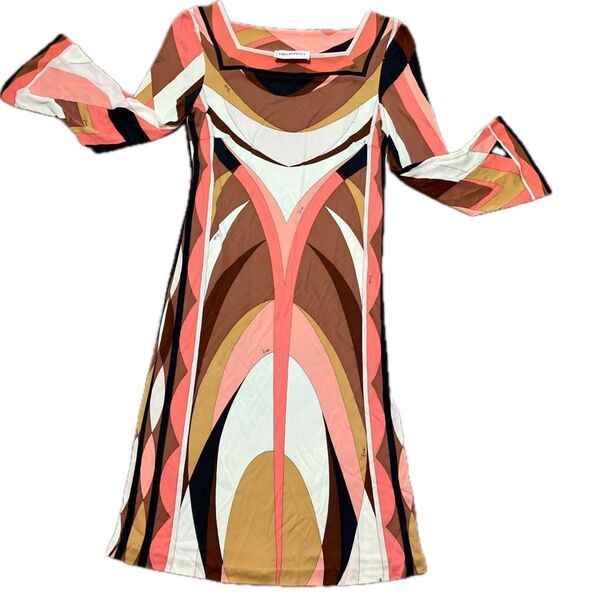 EMILIO PUCCI ワンピース ドレス 幾何学模様 ピンク マルチカラー イタリア製38