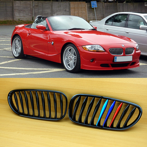 在庫有 即納 左右SET BMW E85 E86 Z4 2003-2008 フロントグリル 光沢黒+金属風Mの3色