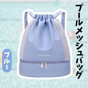 SALE【 お色味お選びください! 】プールバッグ メッシュバッグ 巾着タイプ セパレート 底ポケット 水泳 プール スイミング