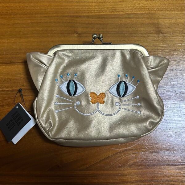 【未使用】ANNA SUI アナスイ ネコ がま口ポーチ 合皮 猫