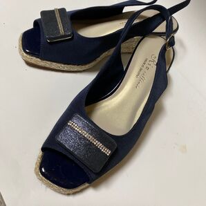 D.R.P.fille オープントゥウェッジサンダル ネイビー 23cm