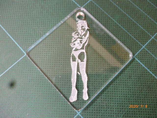 Homemade laser engraved acrylic keychain Banksy Sexy Girl With Teddy Bear Approx. 67 x 67 mm (5 x 5 cm) Nekopos available Nationwide flat rate \400 New [Q-005], miscellaneous goods, key ring, Handmade