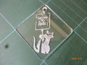 Art hand Auction Homemade sculpture acrylic keychain Banksy Welcome To HELL Approx. 67 x 67 mm (5 x 5 cm) Shipping fee: 400 yen nationwide New [Q-008], miscellaneous goods, key ring, Handmade