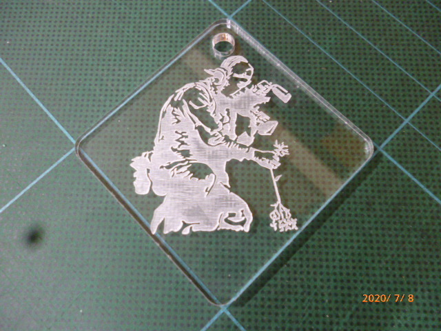 Homemade laser engraved acrylic keychain Banksy photographer and flowers approx. 67 x 67 mm (5 x 5 cm) Nekopos compatible Nationwide flat rate \400 New [Q-009], miscellaneous goods, key ring, Handmade