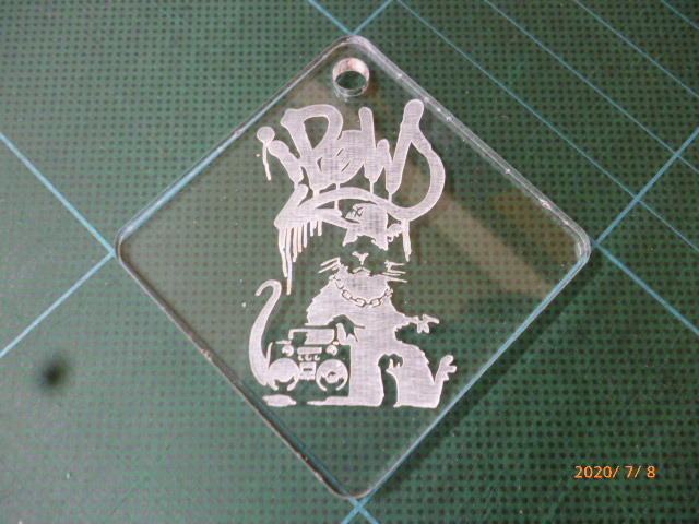 Homemade laser engraved acrylic keychain Banksy Hip Hop Rat approx. 67 x 67 mm (5 x 5 cm) Nekopos compatible Nationwide flat rate \400 New [Q-016], miscellaneous goods, key ring, Handmade