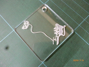 Art hand Auction Self-made laser engraved acrylic keychain Banksy Monkey Bomb approx. 67 x 67 mm (5 x 5 cm) Available via Nekoposu Nationwide ¥400 New [Q-022], miscellaneous goods, key ring, handmade