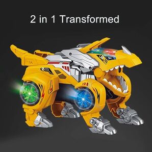 AA280m【光る変形】恐竜 ロボット LED ミスト 自動変形 音声付き ギフト 男の子向け