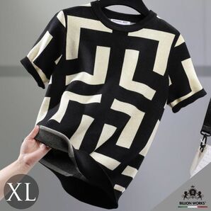 tシャツ メンズ 柄シャツ 半袖 サマーニット ニット メンズtシャツ 厚手