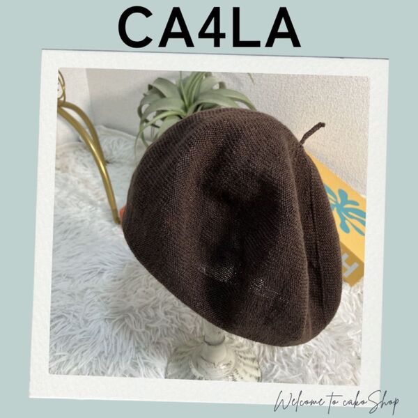 美品》カシラ CA4LA リネン サマーベレー帽 ブラウン 茶 春夏用 男女兼用 ビームスハート好き 麻 ベレー帽 帽子 F