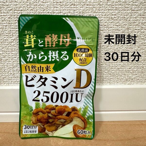 自然由来 ビタミンD サプリメント キノコと酵母から摂るビタミンD 舞茸 エリンギ 酵母 乳酸菌 1000億個配合