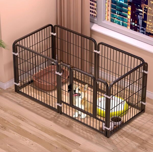 ペットサークル 犬ケージ ペットフェンス 犬サークル 小型犬 猫用 ドア付き サークルケージ 室内室外兼用 組み立て簡単