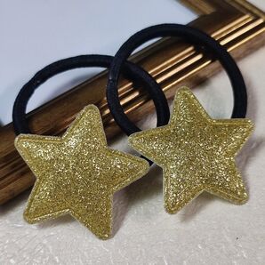 【Smile box】ヘアゴム 星デザイン キラキラ グリッター 2個セット