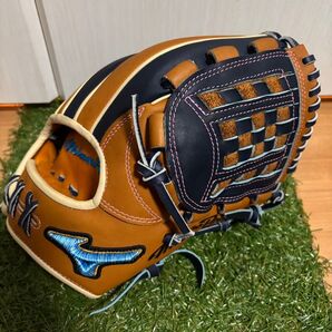 日本製 波賀ジャパン AXI型 ミズノプロ ダイバーシティブルー 内野手 野球 軟式 グラブ グローブ オーダーグラブ