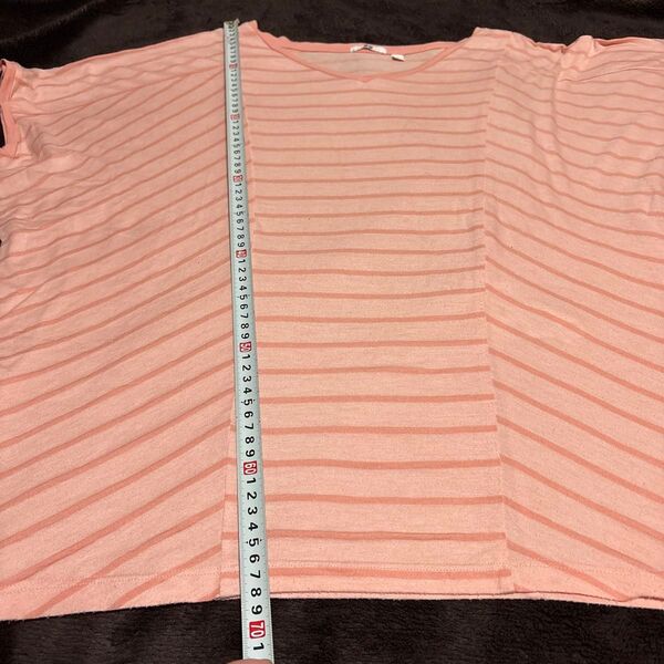 ピンク ボーダー柄 Tシャツ レディースドルマン