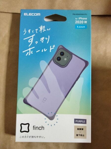 iPhone 12 mini ハイブリッド ケース finch すっきりホールド パープル 紫 エレコム