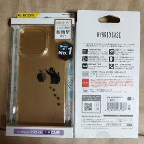 エレコム iPhone 14 Pro Max ハイブリッドケース Appleテクスチャ 黒猫柄 衝撃から守る クロネコ ネコ ねこ