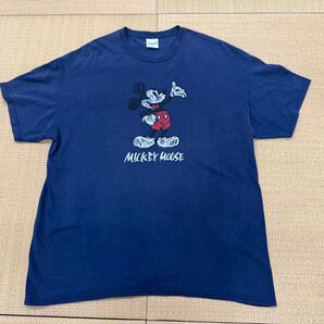 X-LARGE×Disney ミッキーマウス プリントTシャツ ネイビー XL