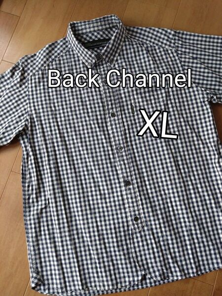 XL BackChannel 半袖シャツ 紺白チェック柄
