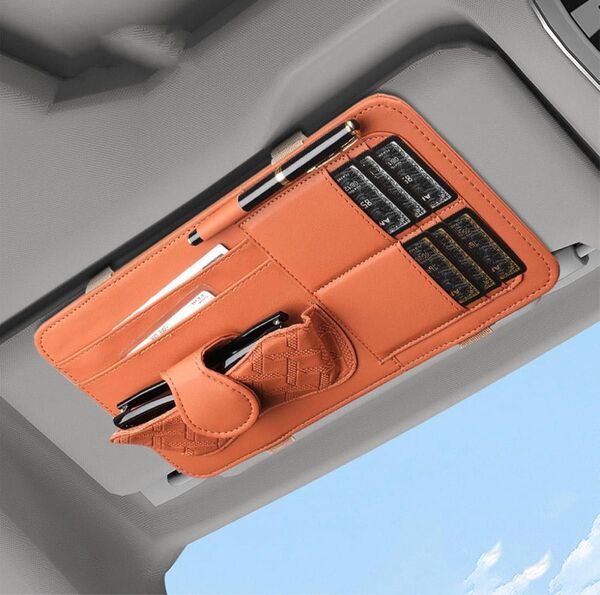 専用 サンバイザーポケット 車用 PUレザー 収納バッグ