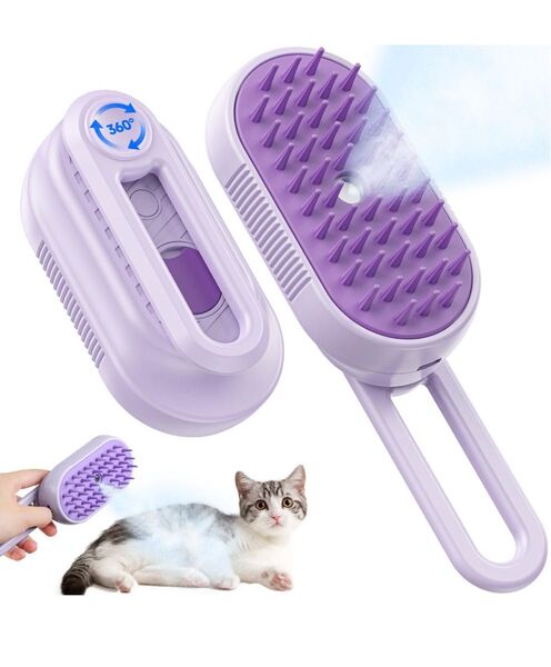 猫 ブラシ スチーム 猫用ブラシ 蒸し猫ブラシ 犬 ブラシ ペットブラシ 5in1 スチーム付き