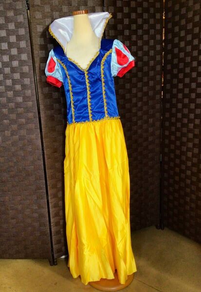 【新品】ハロウィーン クリスマス 仮装 白雪姫モチーフ 立て襟ロングドレス ワンピース Lサイズ タトゥーシール付き コスプレ