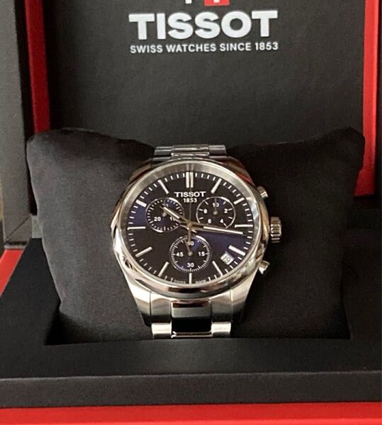 試着のみ ティソ TISSOT PR 100 クロノグラフ クオーツ ブルー文字盤 オマケ付き