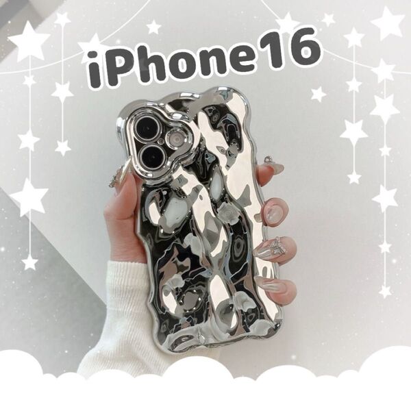 iPhoneケース シルバー 韓国 シンプル 軽量 メタリック スマホカバー iPhone16 Pro ProMax