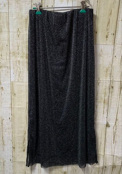 新品 rosefarm しまむら ラメ チュールスカート L ブラック りんくま