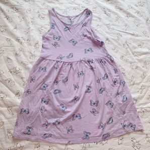 H&M 蝶々 ラベンダー ノースリーブ ワンピース *120