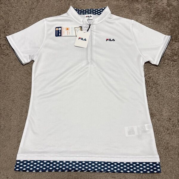 新品 FIRA フィラ ハーフジップ 半袖ゴルフシャツ L レディースゴルフウェア ストレッチ速乾 UVカット