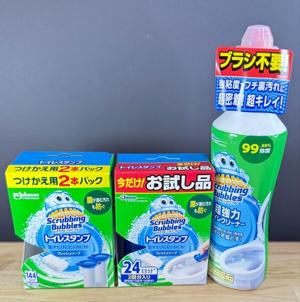 ジョンソン スクラビングバブル 超強力トイレクリーナー 400g × 1本 トイレスタンプ 2個
