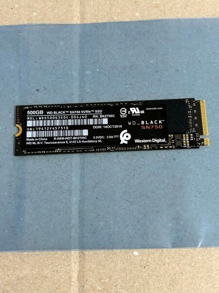WD BLACK 500GB SSD SN750 NVMe M.2 Type2280 Gen3×4 中古動作品②