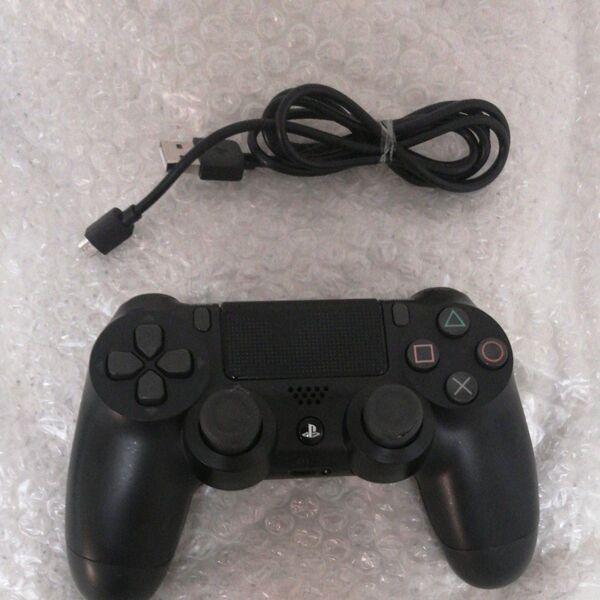 美品 PS4 ワイヤレスコントローラー(DUALSHOCK4) ジェット・ブラック CUH-ZCT2J USB ケーブル付き