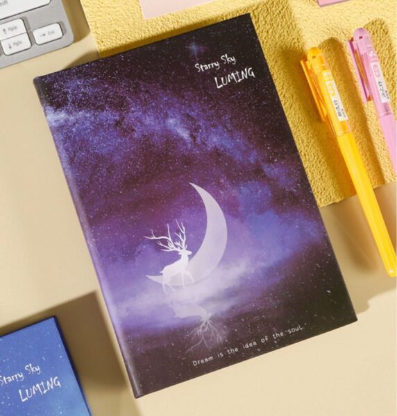 日記帳 メモ帳 夢ノート 月 星空 幻想的 デザイン 願望実現 引き寄せ 自由帳 家計簿 レシピ おこずかい帳 シール帳 新品