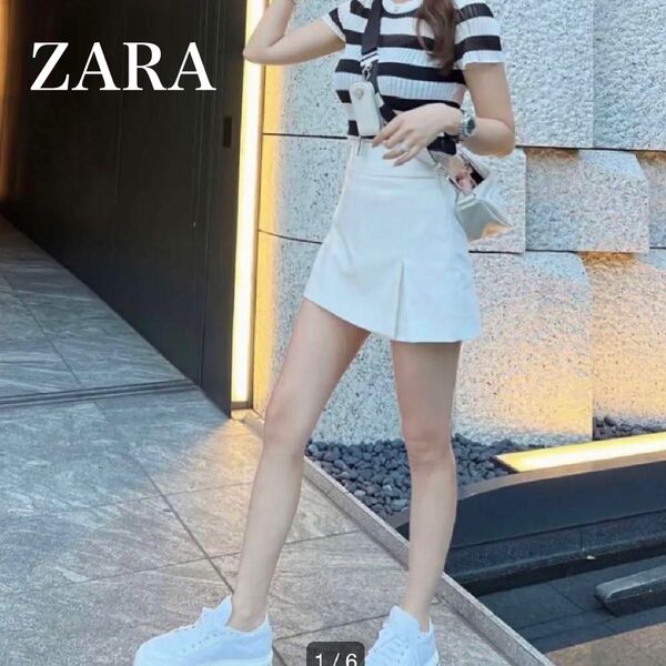 【新品タグ付き】ZARA スリットスコート スカショーパン ホワイト XSサイズ