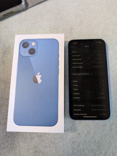 【純正充電器、ケーブル、ケース付】Apple iPhone 13 128GB ブルー SIMフリー【液晶パネル、バッテリー交換済】