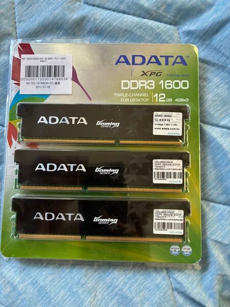 ADTAX3U1600GC4G9-3G DDR3 PC3-12800 4GBx3 デスクトップメモリ